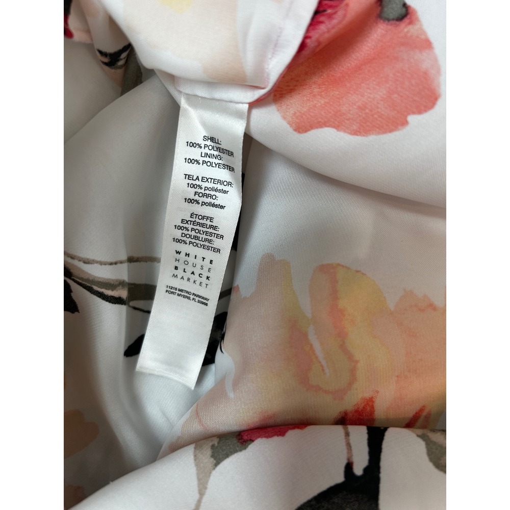 White House Black Market Floral Halter Top XS White Pink Watercolor Chiffon - Picture 9 of 9